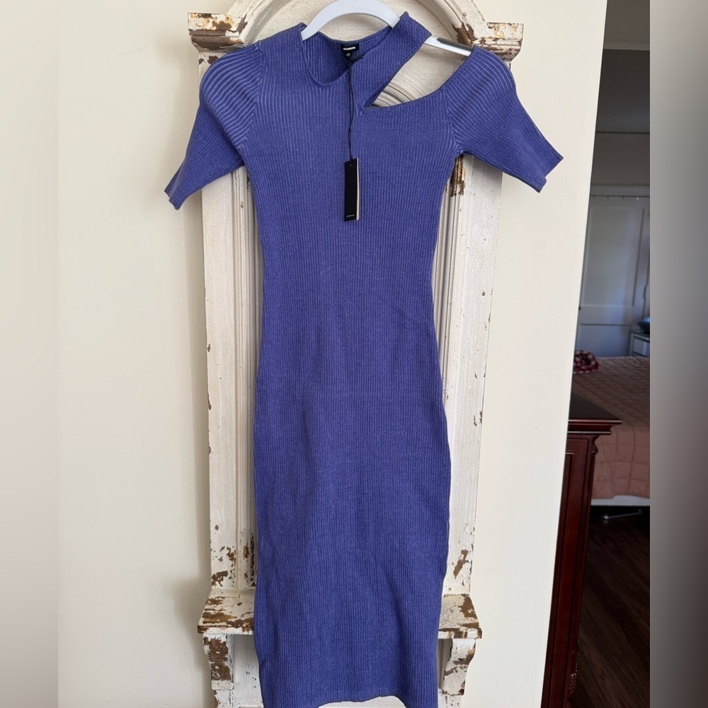 NWT Monrow Purple Ribbed Midi Dress Size XS - Picture 4 of 5